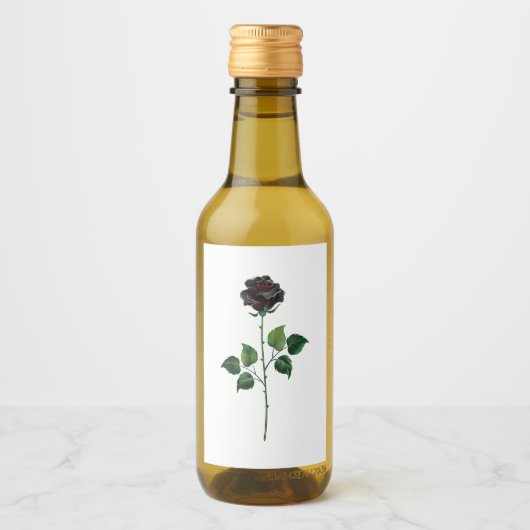 Zwarte roos bloem wijn etiket (Voorkant)