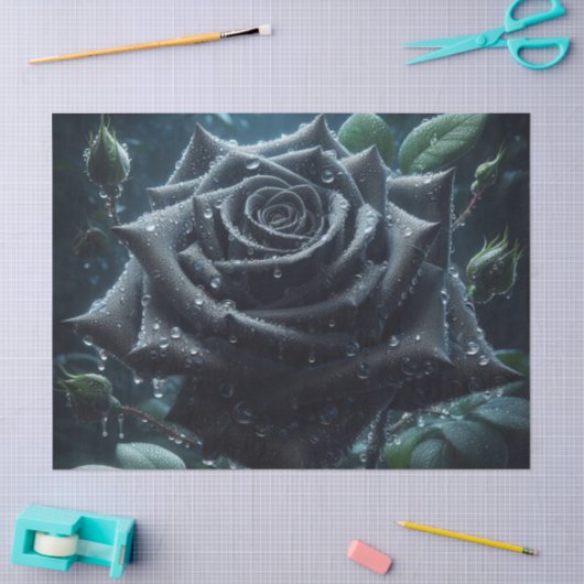 Zwarte Roos Bloemen Decoupage Tissuepapier (Craft)