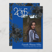 Zwarte Roos Blue Gothic Afstuderen kondiging Kaart (Voorkant / Achterkant)