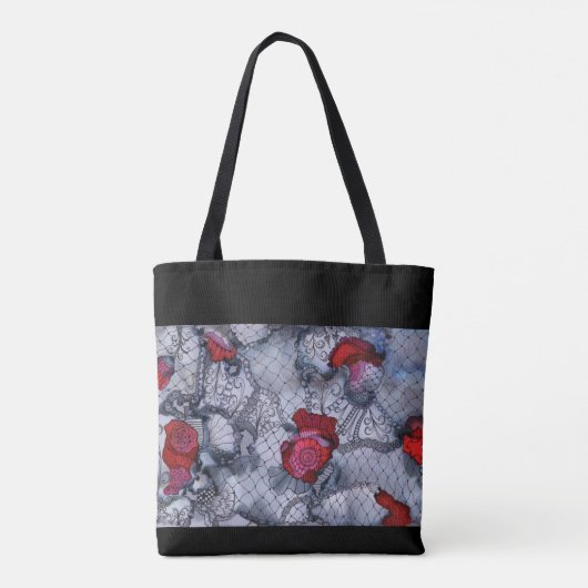 Zwarte Roos Canvas tas (Achterkant)