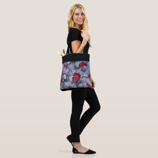Zwarte Roos Canvas tas (Op model)