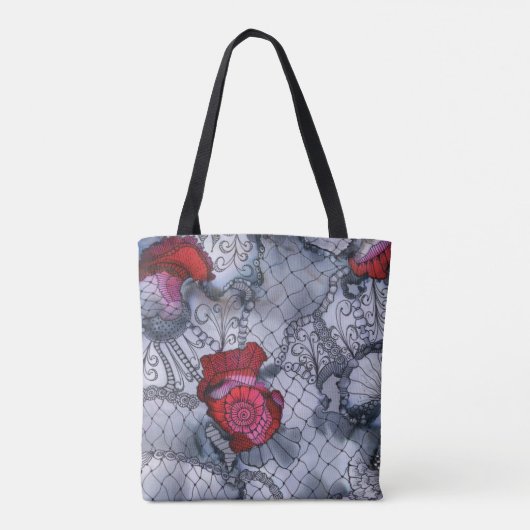 Zwarte Roos Canvas tas (Achterkant)