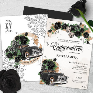 Zwarte Roos Chola Lowrider Chicana Quinceanera Kaart