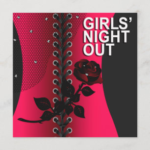 Zwarte Roos Corset Girls Night Out koraal Kaart