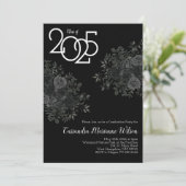 Zwarte Roos Dark Gothic Graduation Party Kaart (Staand voorkant)