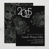 Zwarte Roos Dark Gothic Graduation Party Kaart (Voorkant / Achterkant)