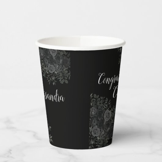 Zwarte Roos Dark Gothic Graduation Party Papieren Bekers (Links)
