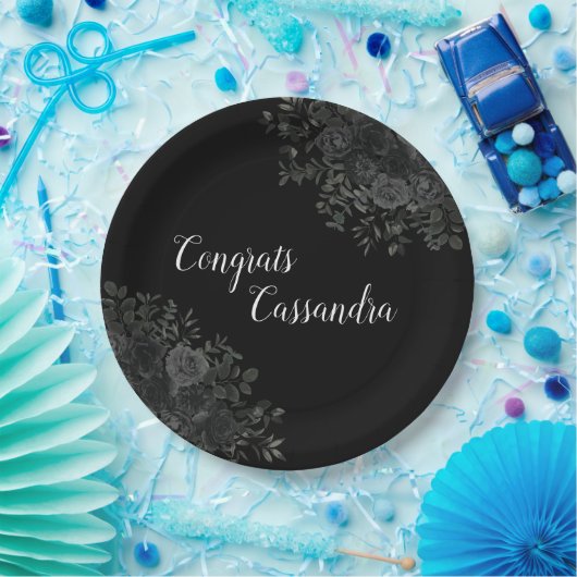 Zwarte Roos Dark Gothic Graduation Party Papieren Bordje (Feest)