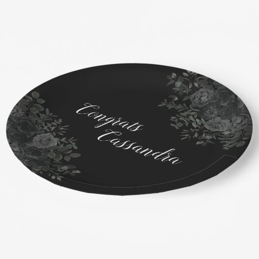 Zwarte Roos Dark Gothic Graduation Party Papieren Bordje (Gekanteld)