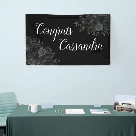 Zwarte Roos Dark Gothic Graduation Party Spandoek (Beurs)