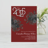 Zwarte Roos Donker Gotische Afstudeerfeest Bordeau Kaart (Staand voorkant)