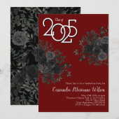 Zwarte Roos Donker Gotische Afstudeerfeest Bordeau Kaart (Voorkant / Achterkant)