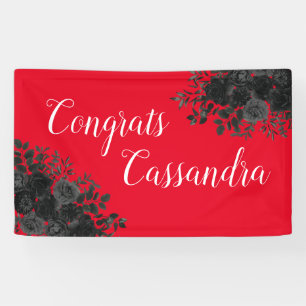 Zwarte Roos Donkere Gotische Afstudeerfeest Rood Spandoek