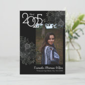 Zwarte Roos Donkere gotische Afstuderen kondiging Kaart (Staand voorkant)