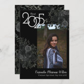 Zwarte Roos Donkere gotische Afstuderen kondiging Kaart (Voorkant / Achterkant)