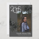 Zwarte Roos donkergrijze Afstuderen aankondiging (Voorkant)