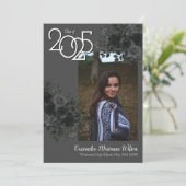 Zwarte Roos donkergrijze Afstuderen aankondiging (Staand voorkant)