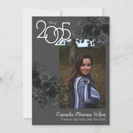 Zwarte Roos donkergrijze Afstuderen aankondiging