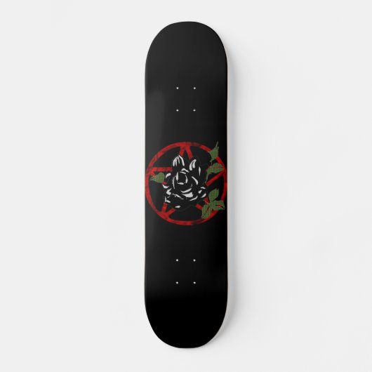 Zwarte Roos en Pentagram Persoonlijk Skateboard (Voorkant)