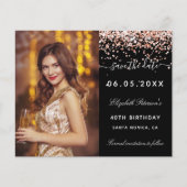 Zwarte roos foto budget Save the Date verjaardag Flyer (Voorkant)