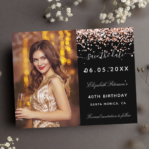 Zwarte roos foto budget Save the Date verjaardag Flyer
