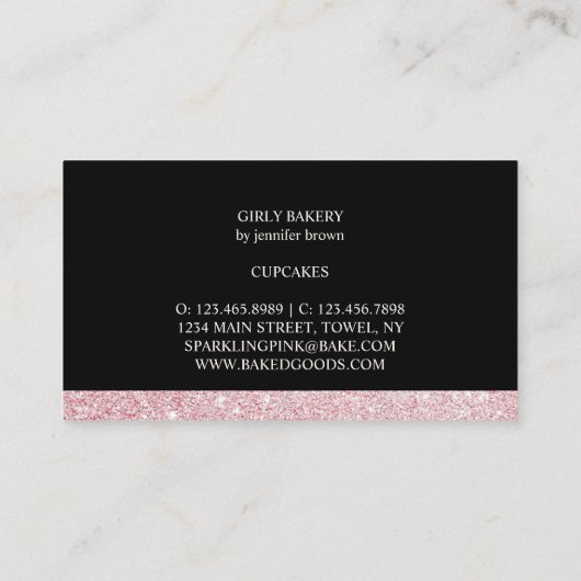 Zwarte Roos Gold Bakery Sparkle Cupcake Visitekaartje (Achterkant)