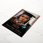 Zwarte Roos Gold Confetti Afstuderen Aankondiging (Gedraaid)