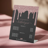 Zwarte Roos Gold Driving Glitter Salon Prijslijst Reclamebord Met Voetstuk