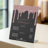 Zwarte Roos Gold Driving Glitter Salon Prijslijst Reclamebord Met Voetstuk
