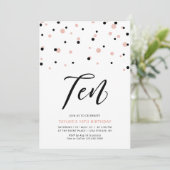 Zwarte & Roos Gold Eenvoudige 10e verjaardag Kaart (Staand voorkant)