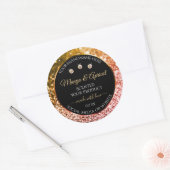 Zwarte Roos Gold en gouden glitteretiketten Ronde Sticker (Envelop)