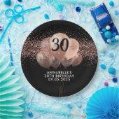 Zwarte Roos Gold Glitter Sparkle Ballon Birthday Papieren Bordje (Feest)