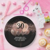 Zwarte Roos Gold Glitter Sparkle Ballon Birthday Papieren Bordje (Feest)