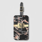 Zwarte & Roos Gold marble Gold Box, naam en monogr Bagagelabel (Voorkant (verticaal))