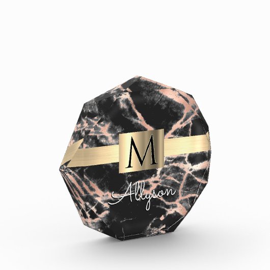 Zwarte & Roos Gold marble Gold Box, naam en monogr Fotoblokken (Links)