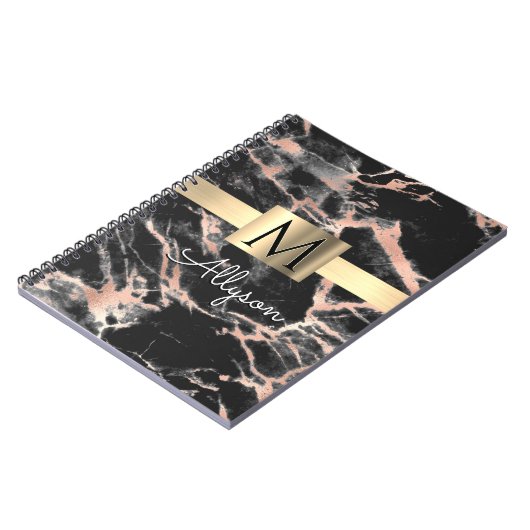Zwarte & Roos Gold marble Gold Box, naam en monogr Notitieboek (Linkerzijde)