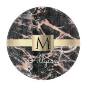 Zwarte & Roos Gold marble Gold Box, naam en monogr Snijplank (Voorkant)