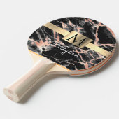 Zwarte & Roos Gold marble Gold Box, naam en monogr Tafeltennisbatje (Voorkant Gekanteld)