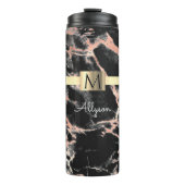 Zwarte & Roos Gold marble Gold Box, naam en monogr Thermosbeker (Voorkant)