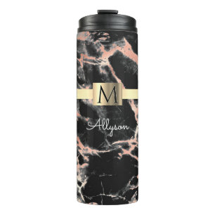 Zwarte & Roos Gold marble Gold Box, naam en monogr Thermosbeker