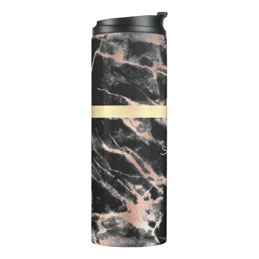 Zwarte & Roos Gold marble Gold Box, naam en monogr Thermosbeker (Gedraaid links)