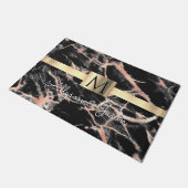 Zwarte & Roos Gold Marble Gold Box Names & Monogra Deurmat (Schuin)