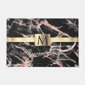Zwarte & Roos Gold Marble Gold Box Names & Monogra Deurmat (Voorkant)