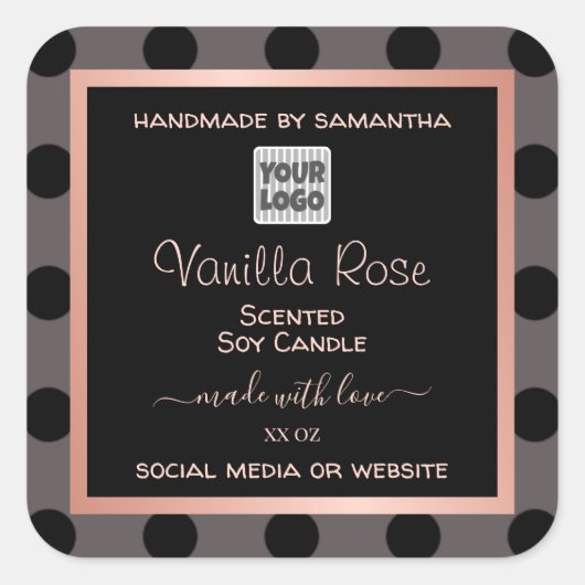 Zwarte Roos Gold Product Packaging Labels met Logo (Voorkant)