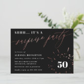 Zwarte & Roos Gold Script Enterprise Party Kaart (Staand voorkant)