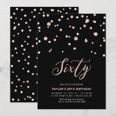 Zwarte & Roos Gold Simple 60-jarige zestigste verj Kaart (Voorkant / Achterkant)