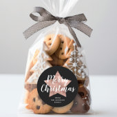 Zwarte Roos Gold Star met prettig kerstfeest Ronde Sticker