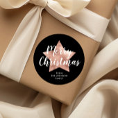 Zwarte Roos Gold Star met prettig kerstfeest Ronde Sticker