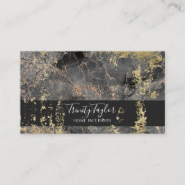 Zwarte Roos Gold Waterverf Marble Ink & Gold Foil Visitekaartje