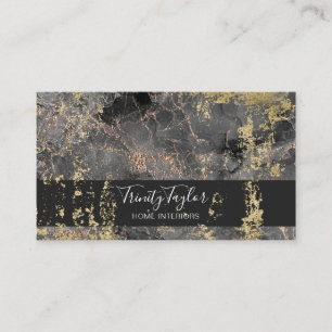 Zwarte Roos Gold Waterverf Marble Ink & Gold Foil Visitekaartje